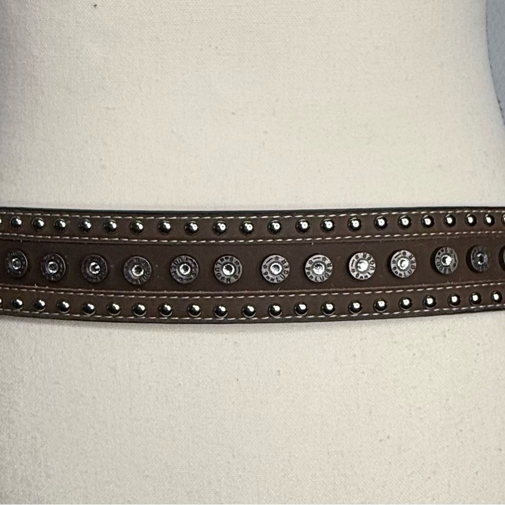Brown Studded Belt with Silver Buckle - Picture 5 of 9